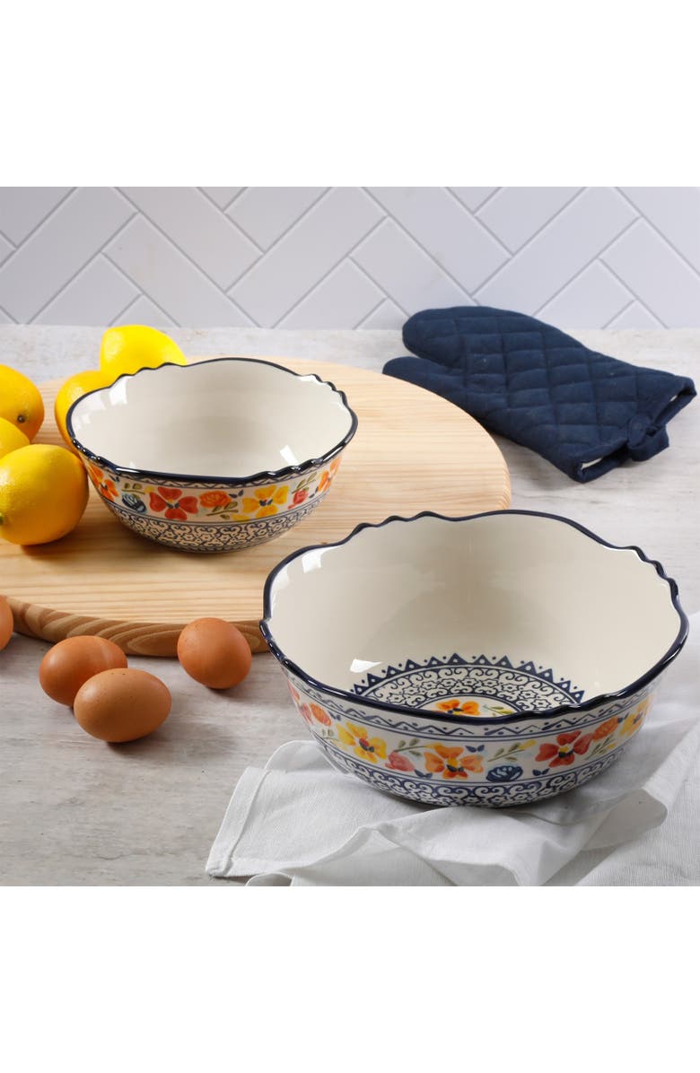 Gibson Home Luxembourg 2 Piece Stoneware Bowl Set, Alternate, color, White