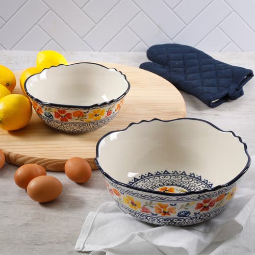Gibson Home Luxembourg 2 Piece Stoneware Bowl Set In Blue