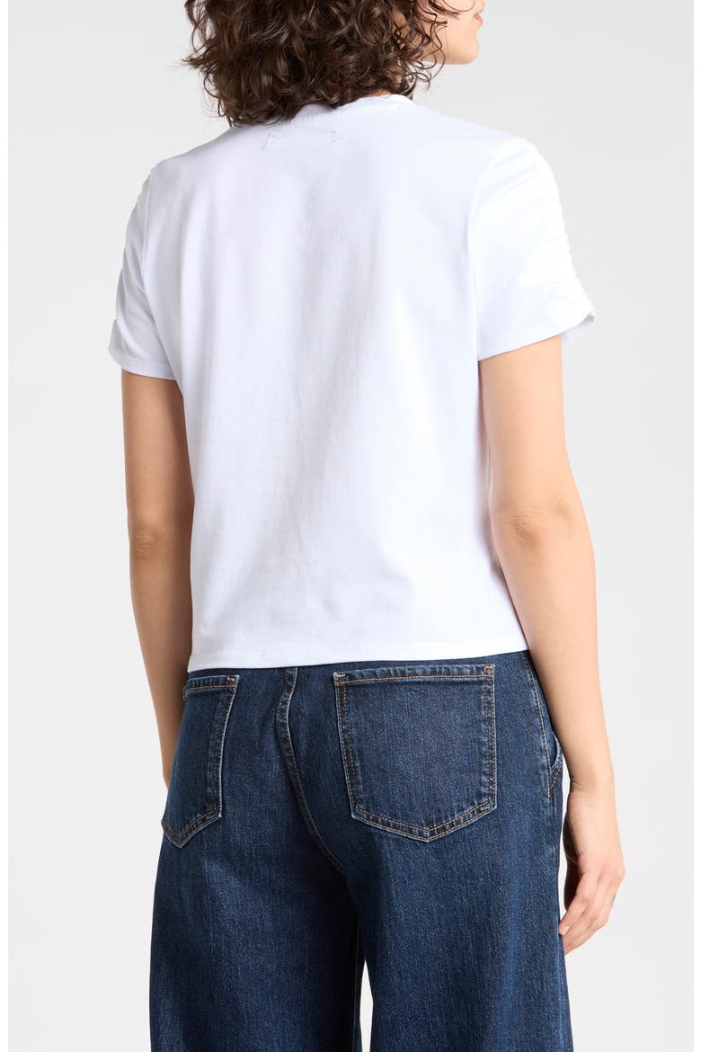 Rallie Ruched Sleeve Cotton T-Shirt, Alternate, color, WHITE