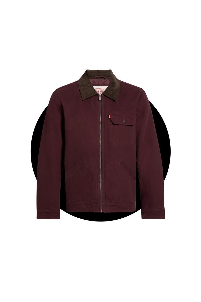 Corduroy Collar Workwear Jacket, Main, color, DARK CHOCOLATE