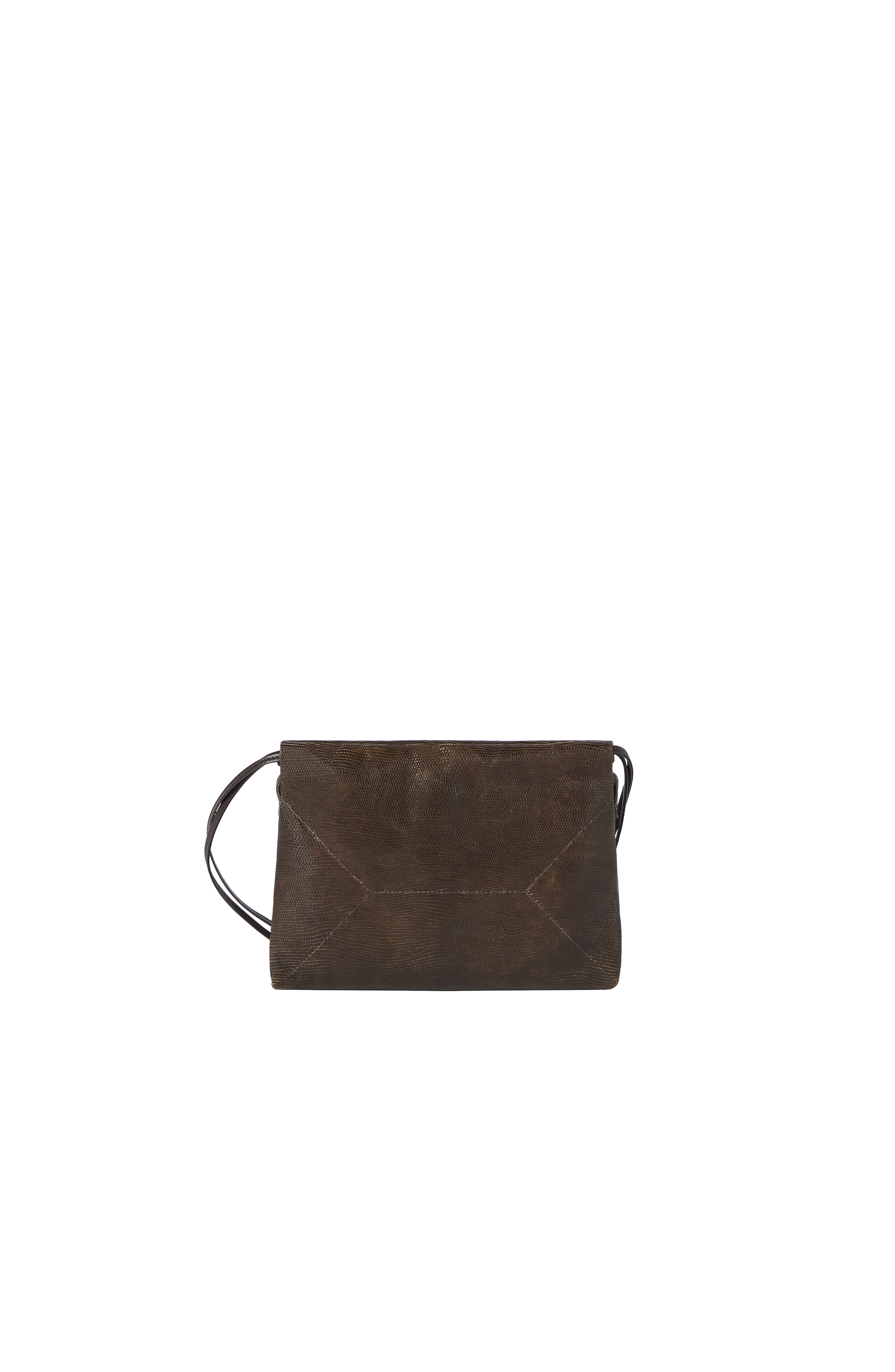 Pouch bag in lizard-effect calfskin, Alternate, color, Rust Brown
