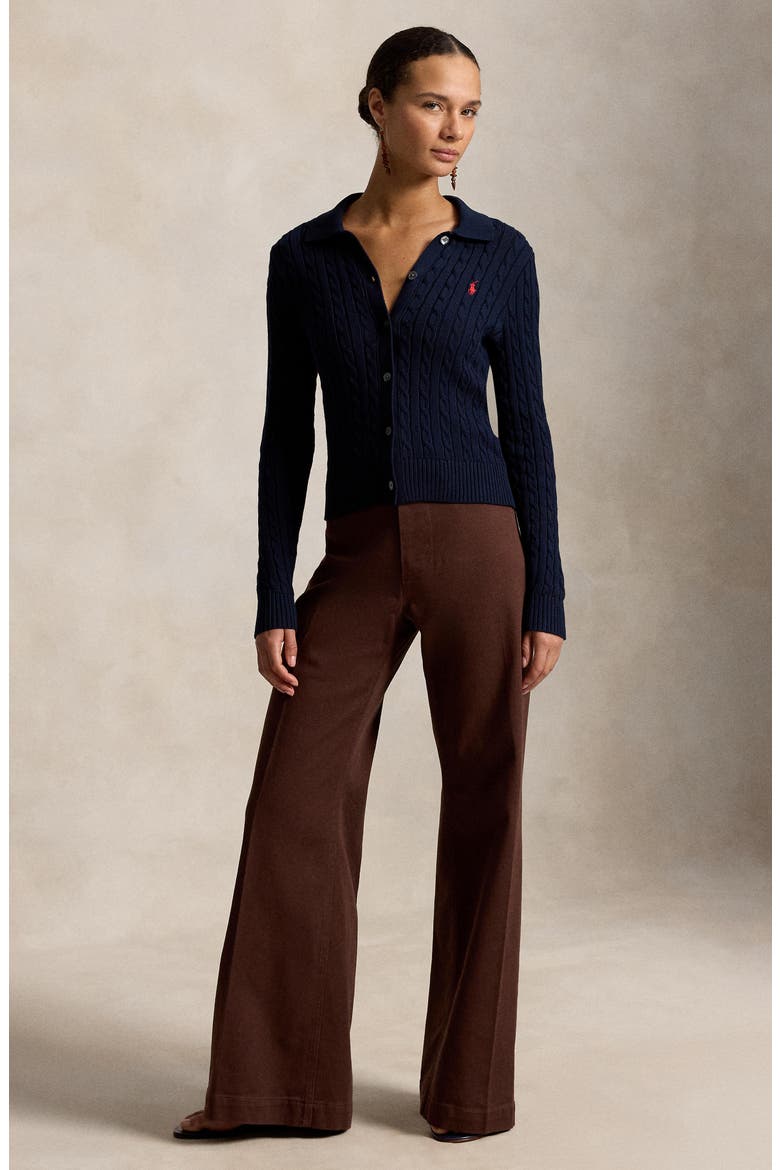 Cable Knit Cotton Cardigan, Alternate, color, HUNTER NAVY