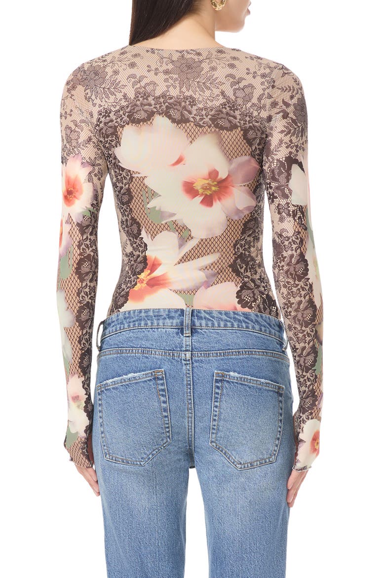 Ines Long Sleeve Mesh Top, Alternate, color, LACE FLORAL MIX