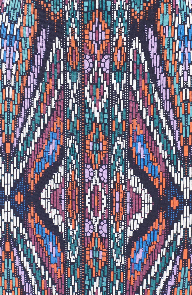 Maggy London Scuba Midi Dress, Alternate, color, Soft White/ Dark Purple