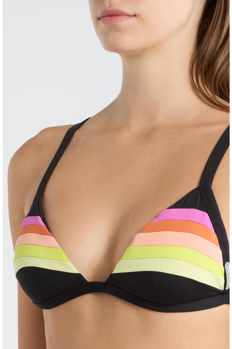 Surf Stripe Triangle Bikini Top, Alternate, color, BLACK