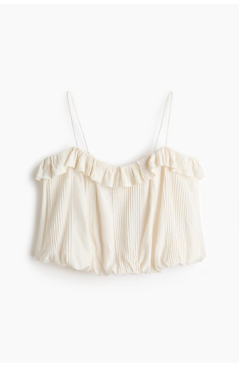 H&M Bubble-hem Strappy Top, Main, color, Cream