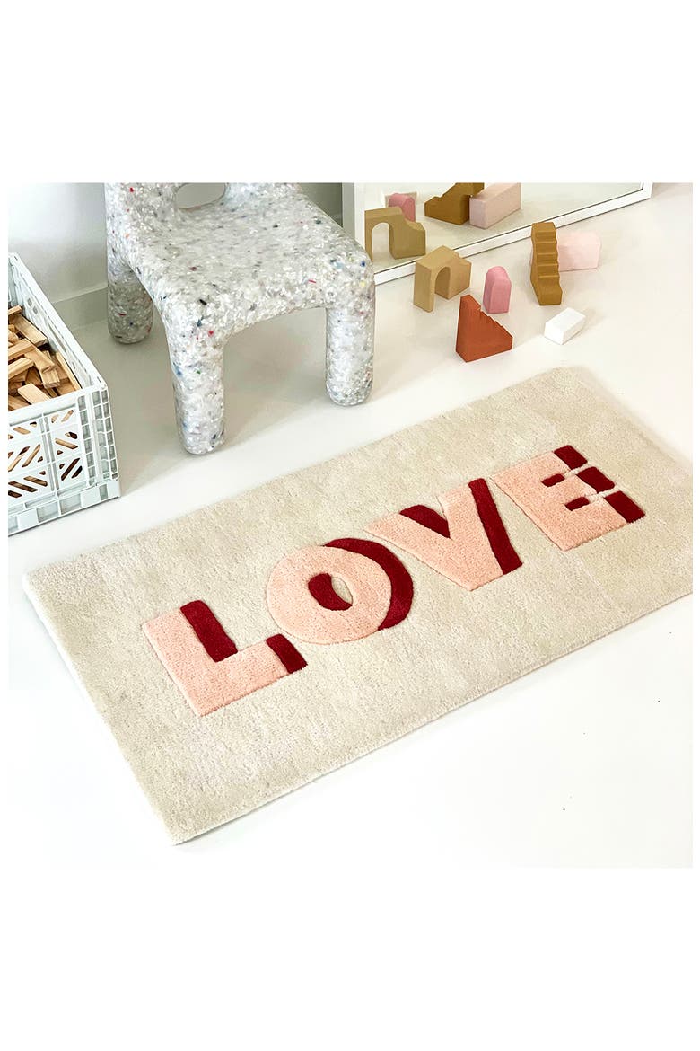 Kids' Love Wool Rug, Alternate, color, CREAM/ RED