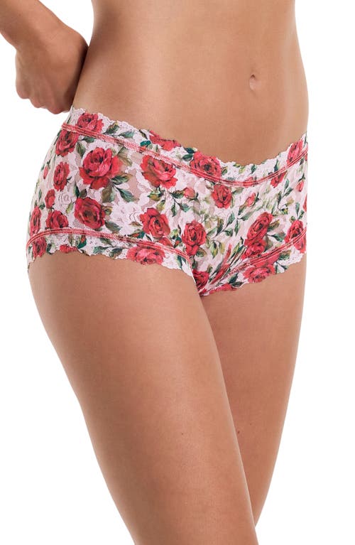 Hanky Panky Printed Signature Lace Boyshorts In Je' Taime (pink)