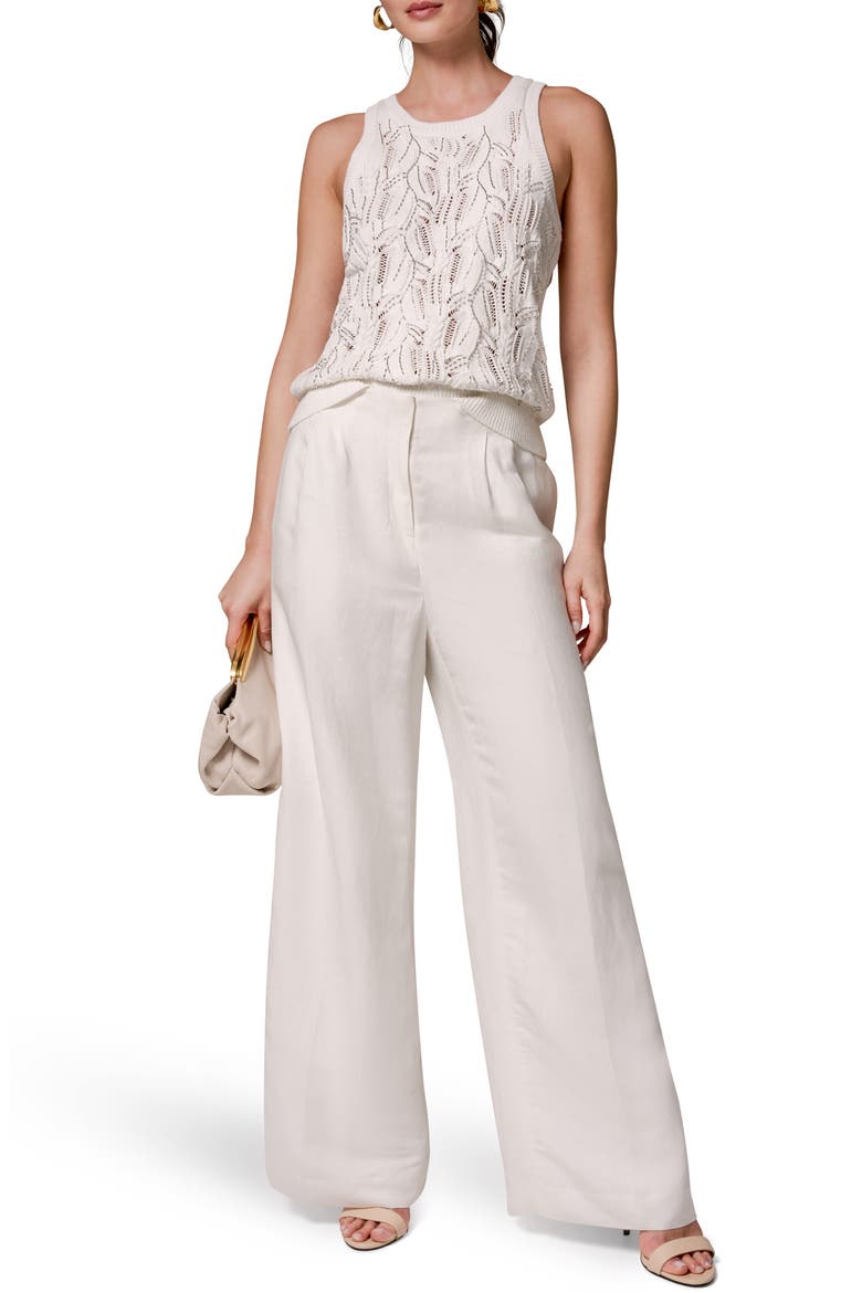Pleated Wide Leg Pants, Alternate, color, CREAM
