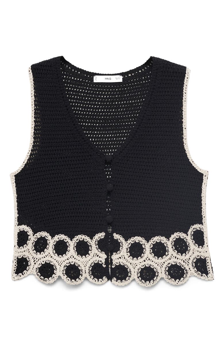 MANGO Circle Print Crochet Vest, Main, color, 