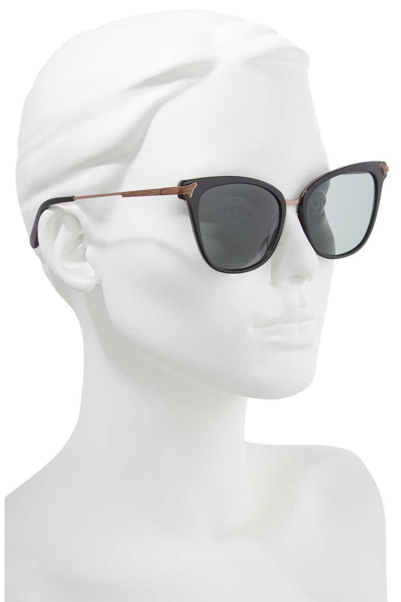 Arlene 56mm Polarized Cat Eye Sunglasses, Alternate, color, GLOSS BLACK/ ROSE GOLD/ GREY