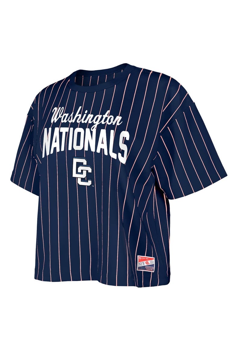 Women's New Era Navy Washington Nationals 2025 City Connect Pinstripe T-Shirt, Alternate, color, Navy