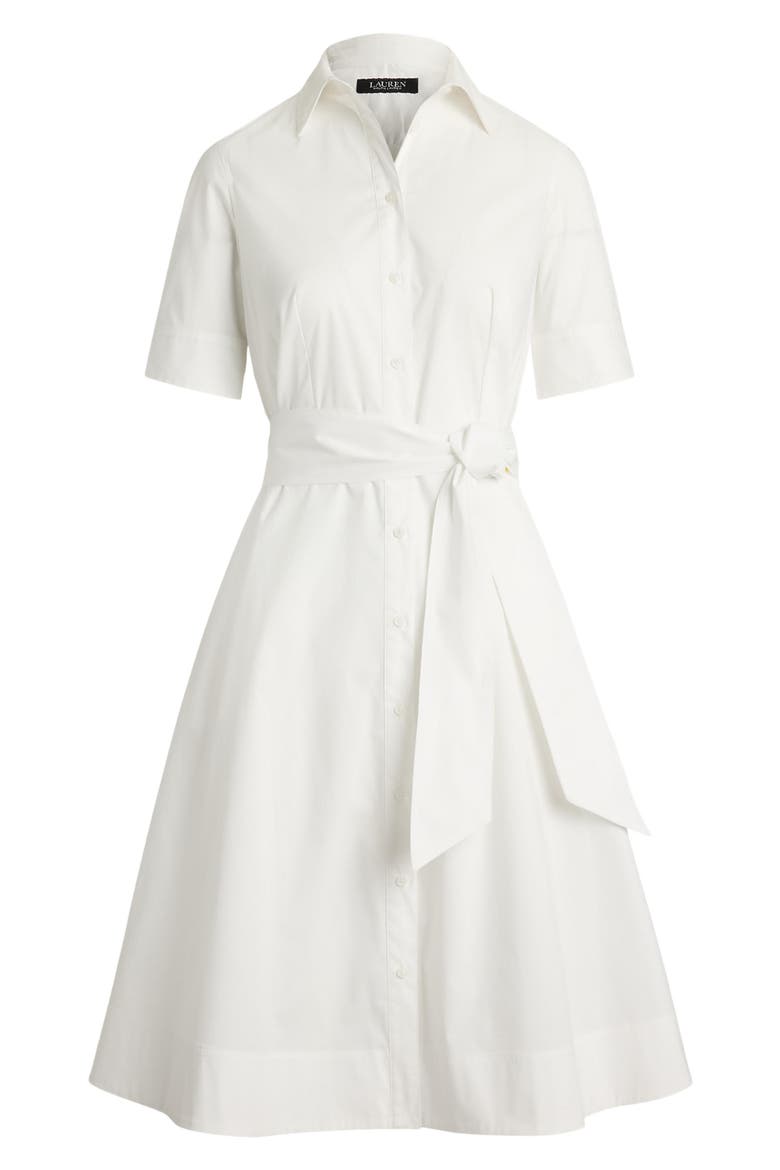 Cotton Blend Shirtdress, Alternate, color, WHITE