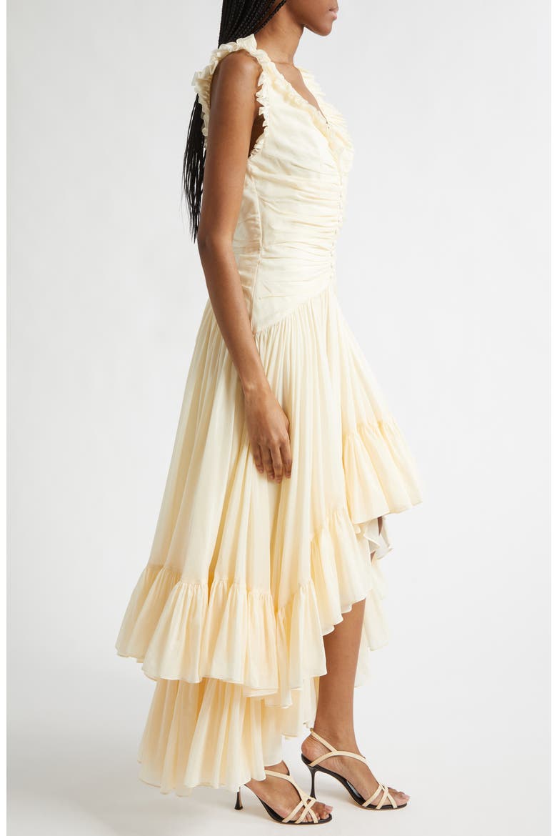 Rosalba High-Low Cotton & Silk Cocktail Dress, Alternate, color, GARDENIA
