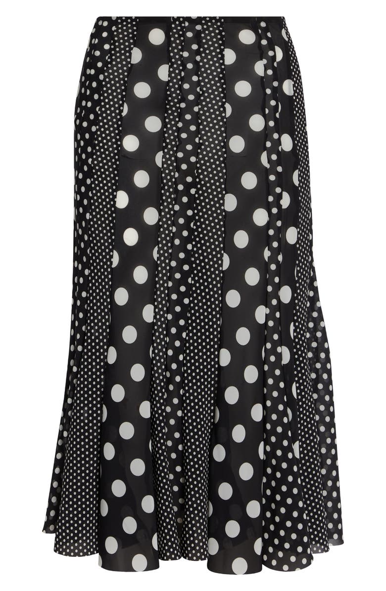 Junya Watanabe Polka Dot Georgette Midi Skirt, Main, color, Black/ White