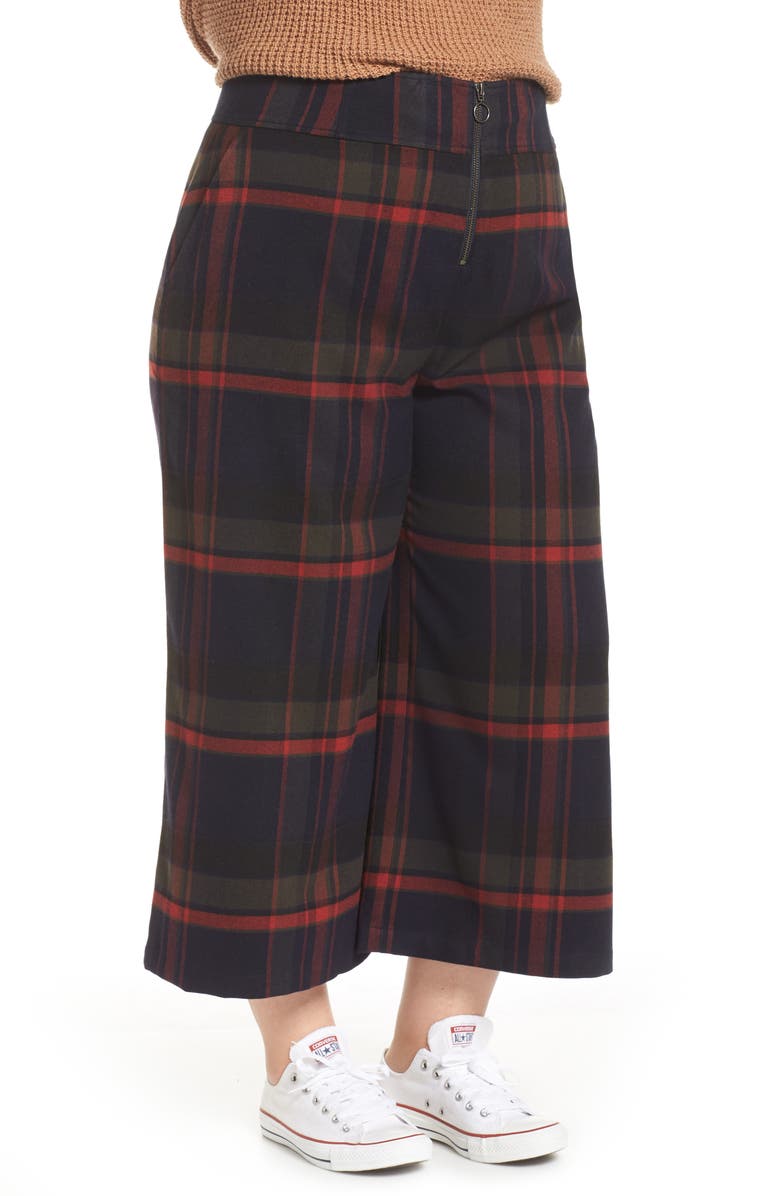 BP. High Rise Plaid Crop Pants, Alternate, color,