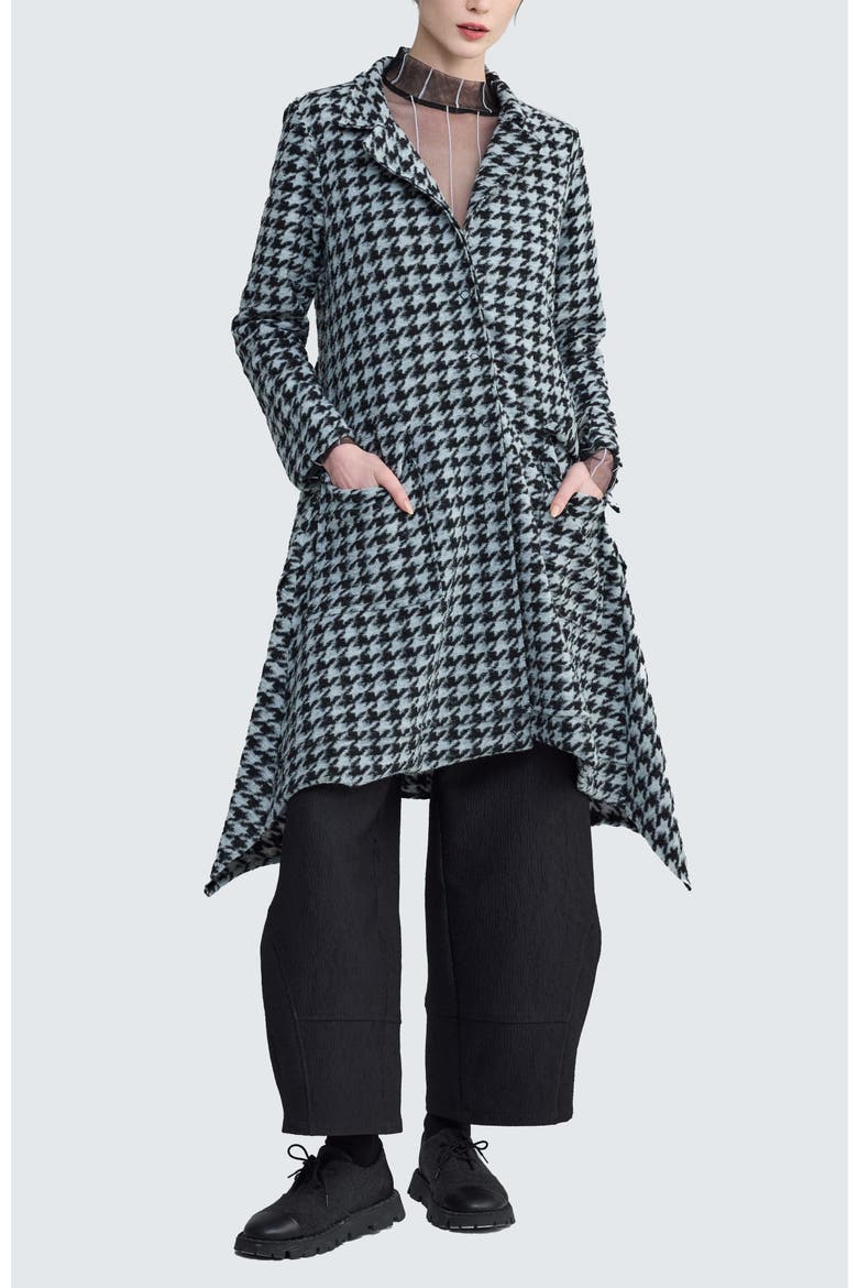 Zaria Houndstooth Long Jacket, Alternate, color, Monochrome Black