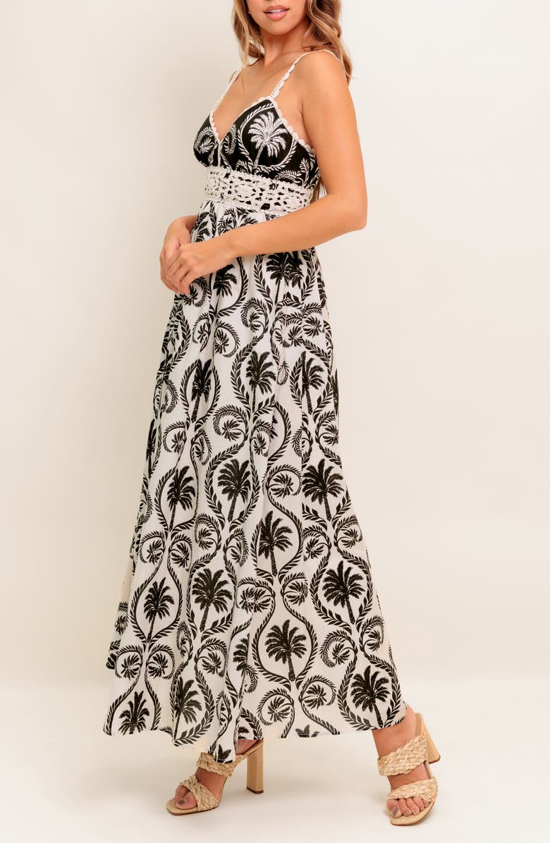 FLYING TOMATO Floral V-Neck Maxi Dress, Alternate, color, Ivory/ Black