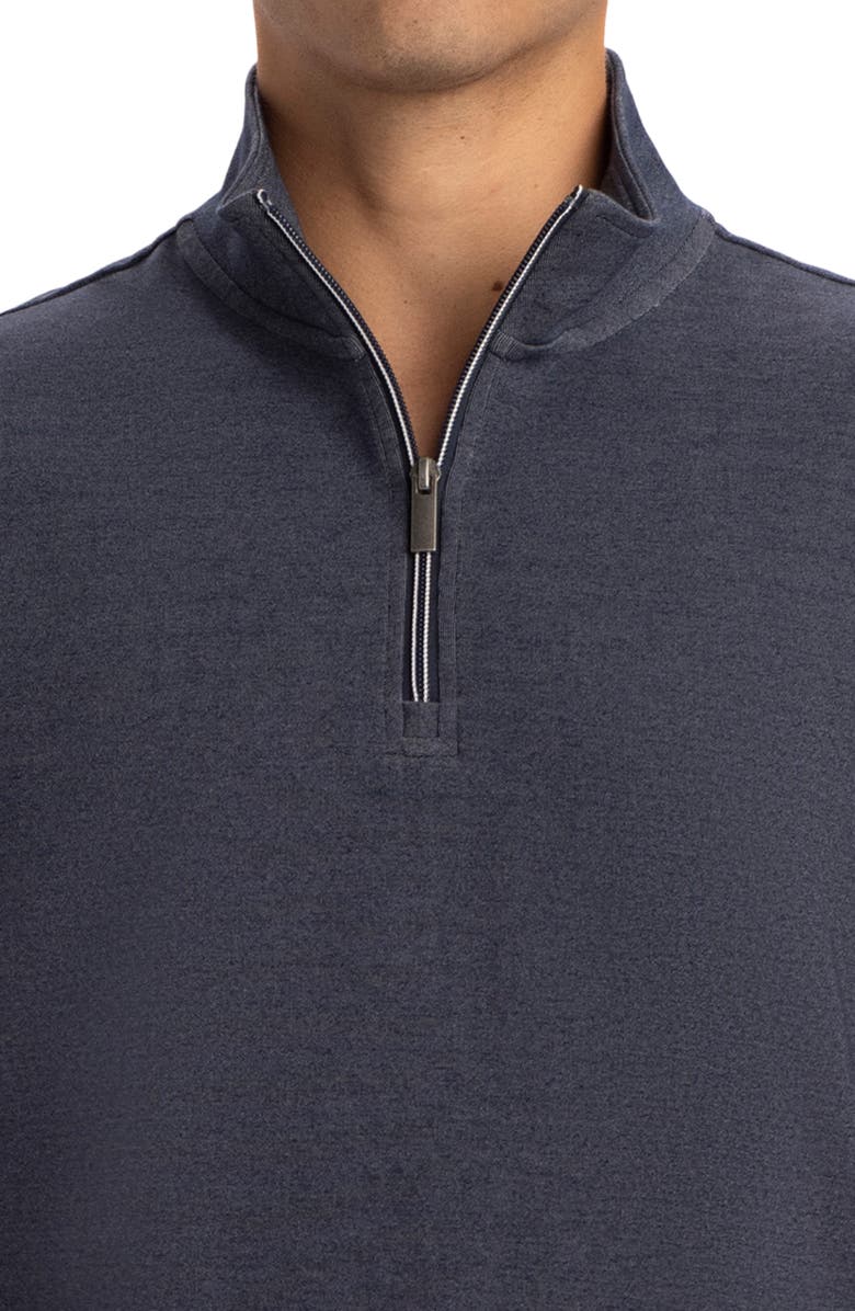 Bugatchi Cotton Blend Quarter Zip Pullover, Alternate, color, Navy
