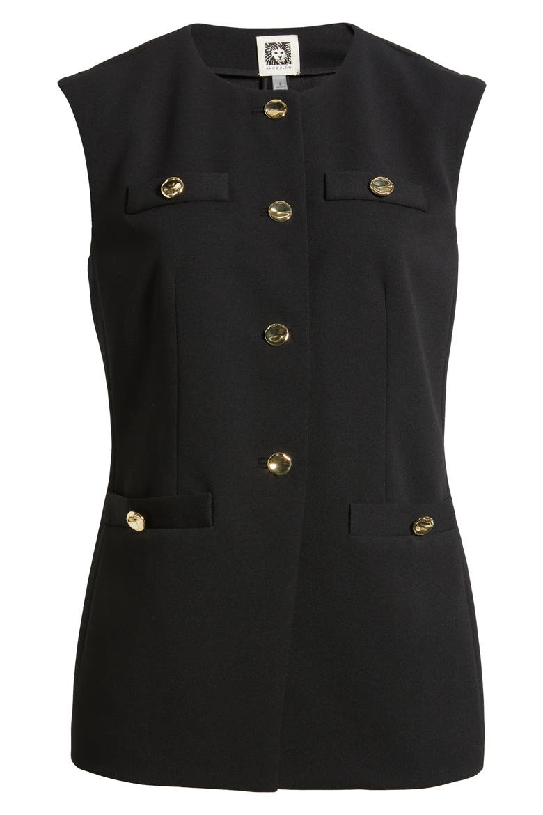 Longline Crepe Vest, Alternate, color, ANNE BLACK