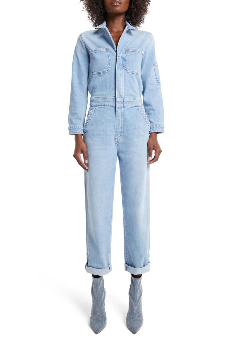 The Half Spring Take Off Long Sleeve Denim Jumpsuit, Main, color, ZAPPED
