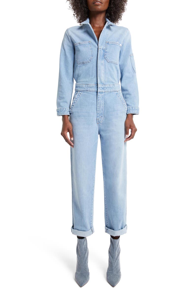 MOTHER The Half Spring Take Off Long Sleeve Denim Jumpsuit, Main, color,