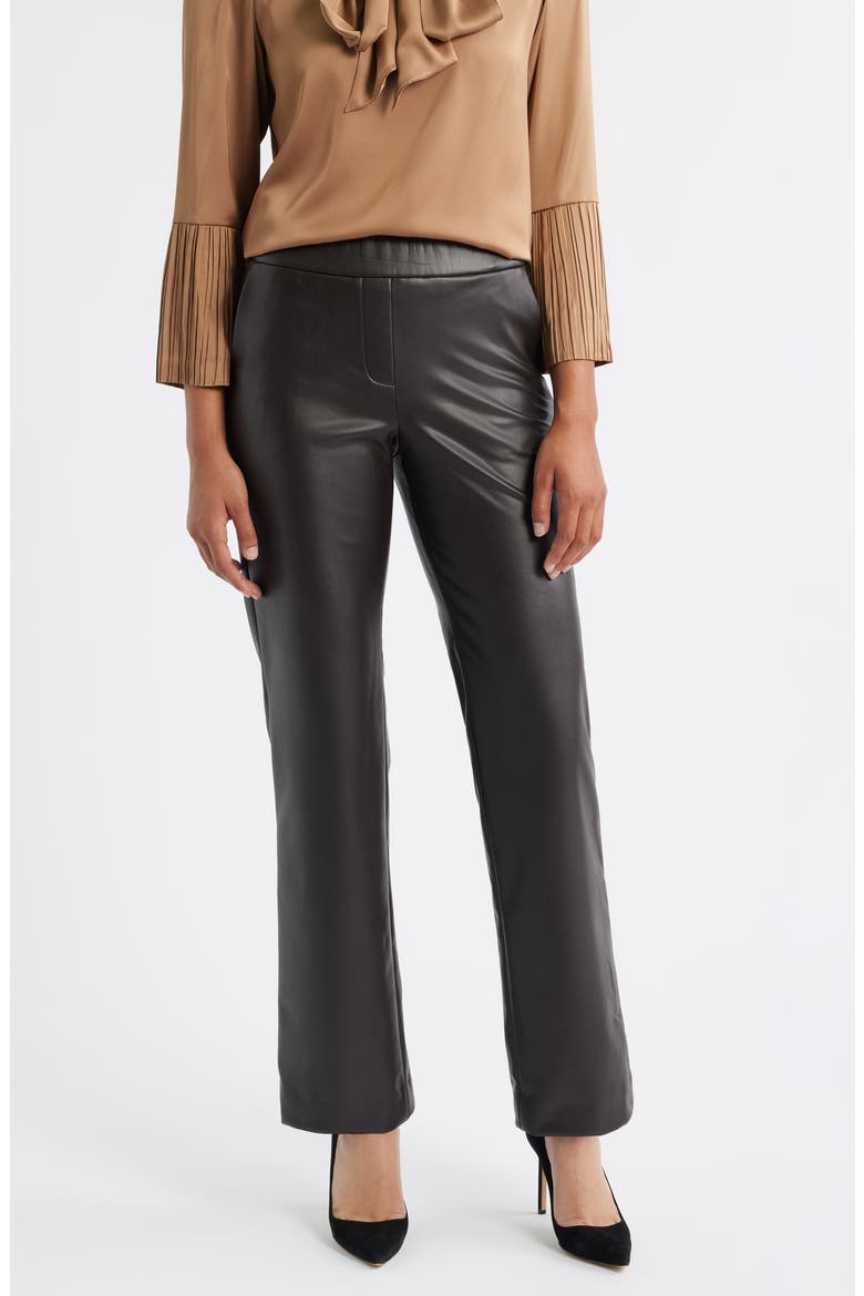 Faux Leather Pull-On Pants, Main, color, DEEP MAHOGANY