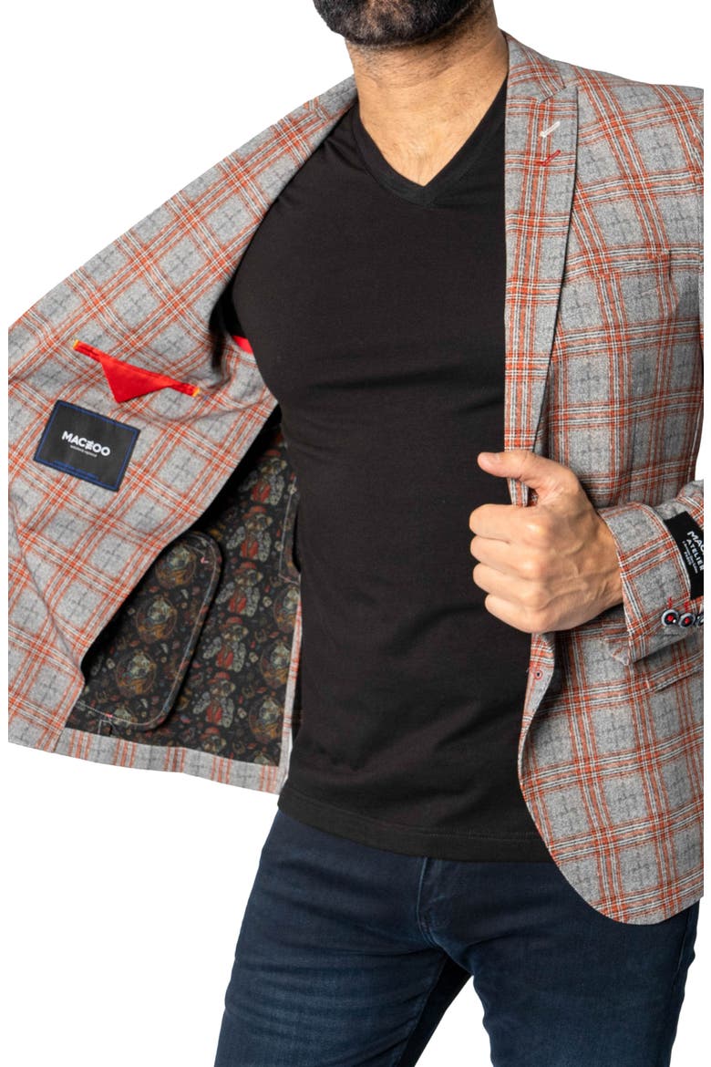 Descartes Unconstructed Plaid Spanish Orange Blazer, Alternate, color, ORANGE