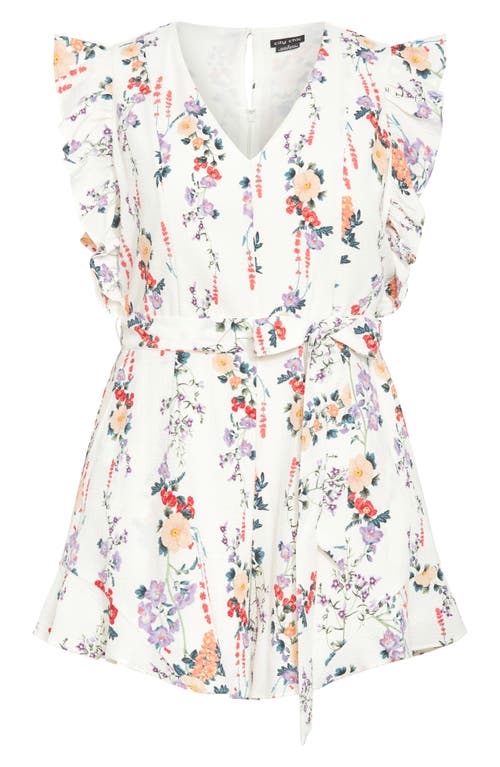 City Chic Fay Flutter Sleeve Tie Belt Romper In White