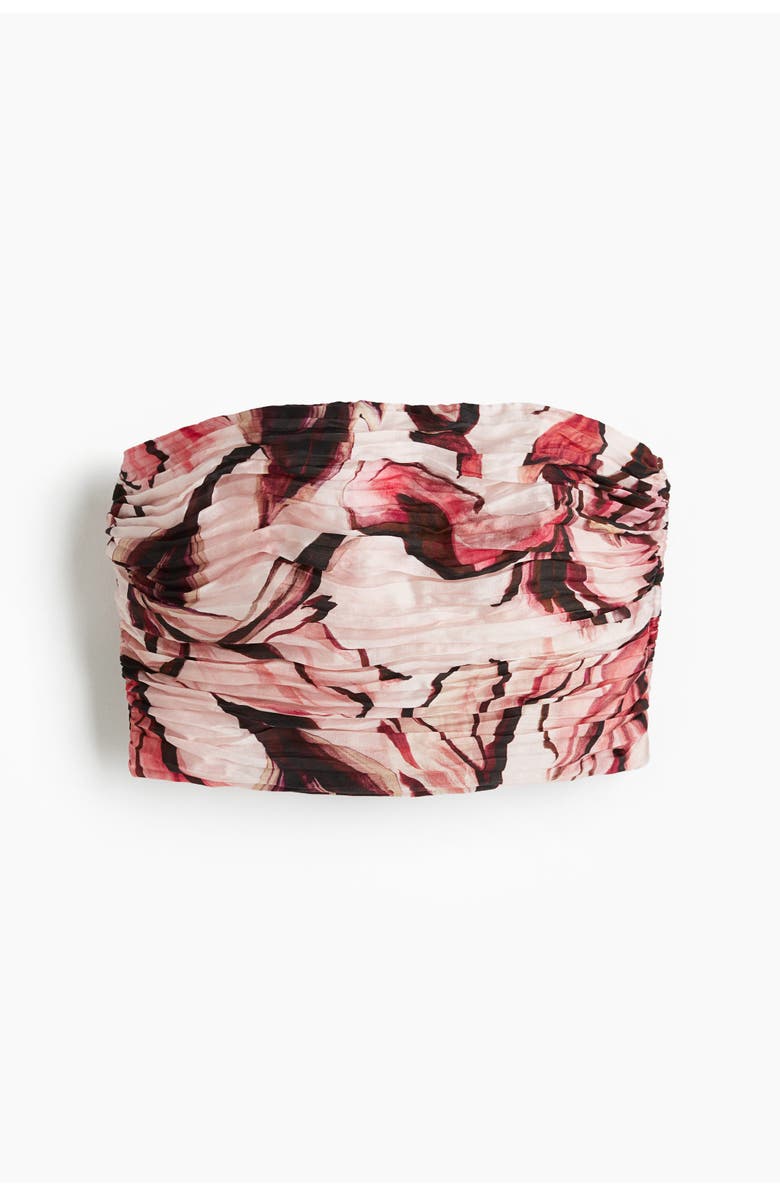 H&M Cropped Bandeau Top, Main, color, Light Pink/Floral