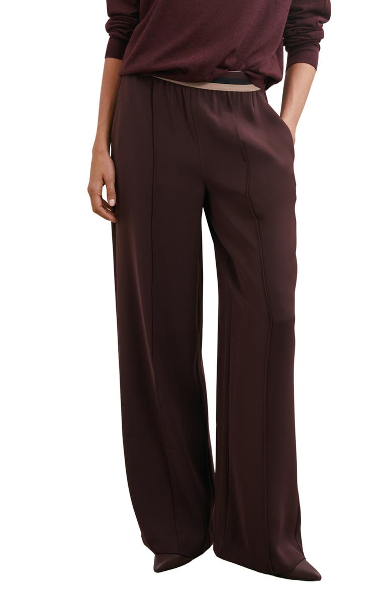Reiss Sonnie Stripe Waist Wide Leg Pants, Main, color, Burgundy
