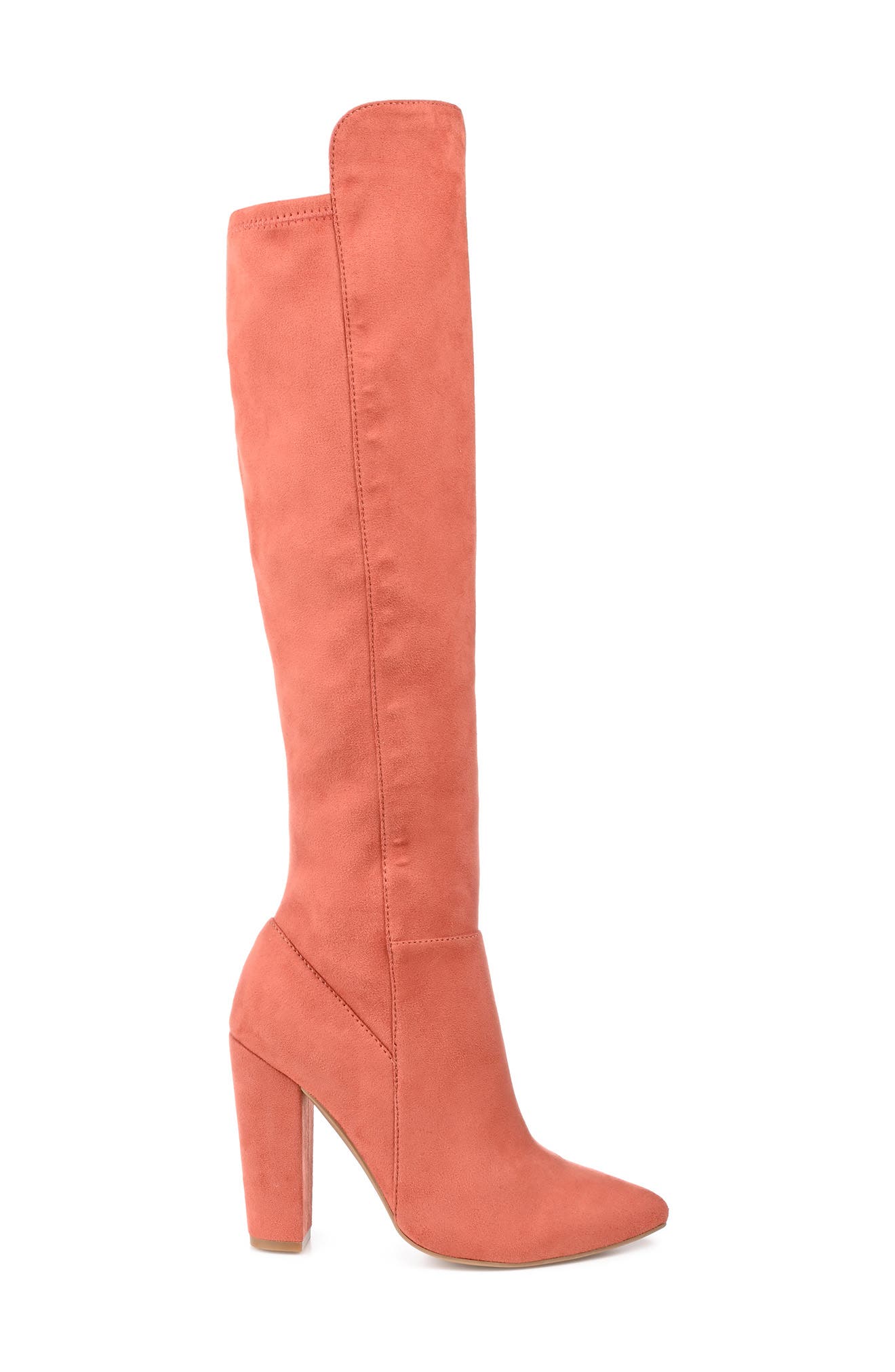 Dominga Block Heel Vegan Leather Boot, Alternate, color, CLAY