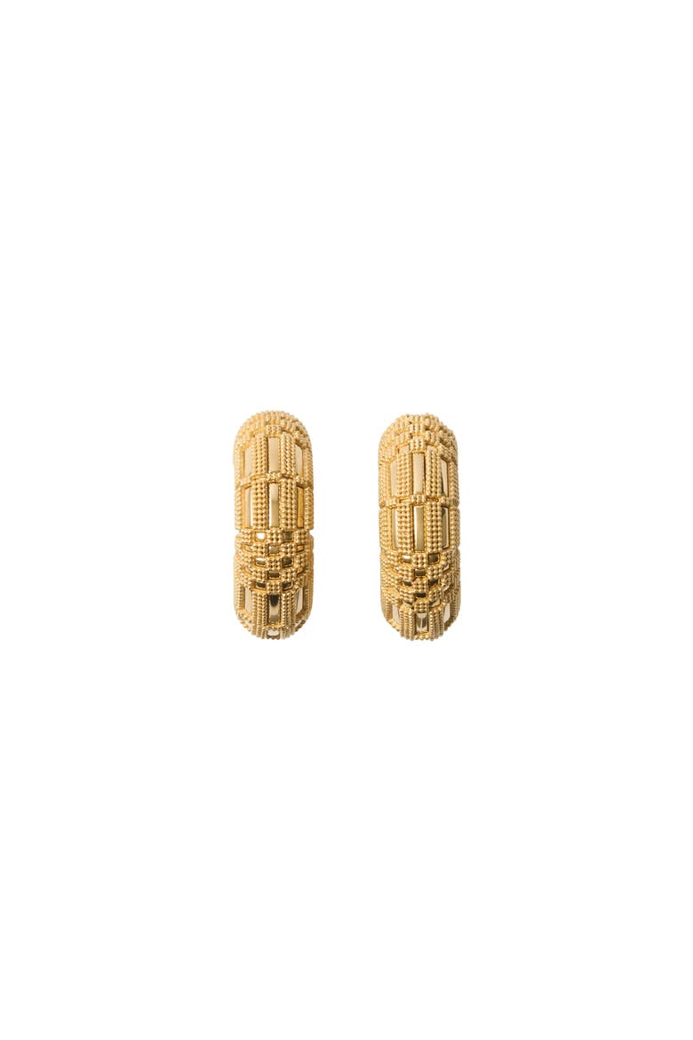 Check Granulation Hoop Earrings, Main, color, Gold