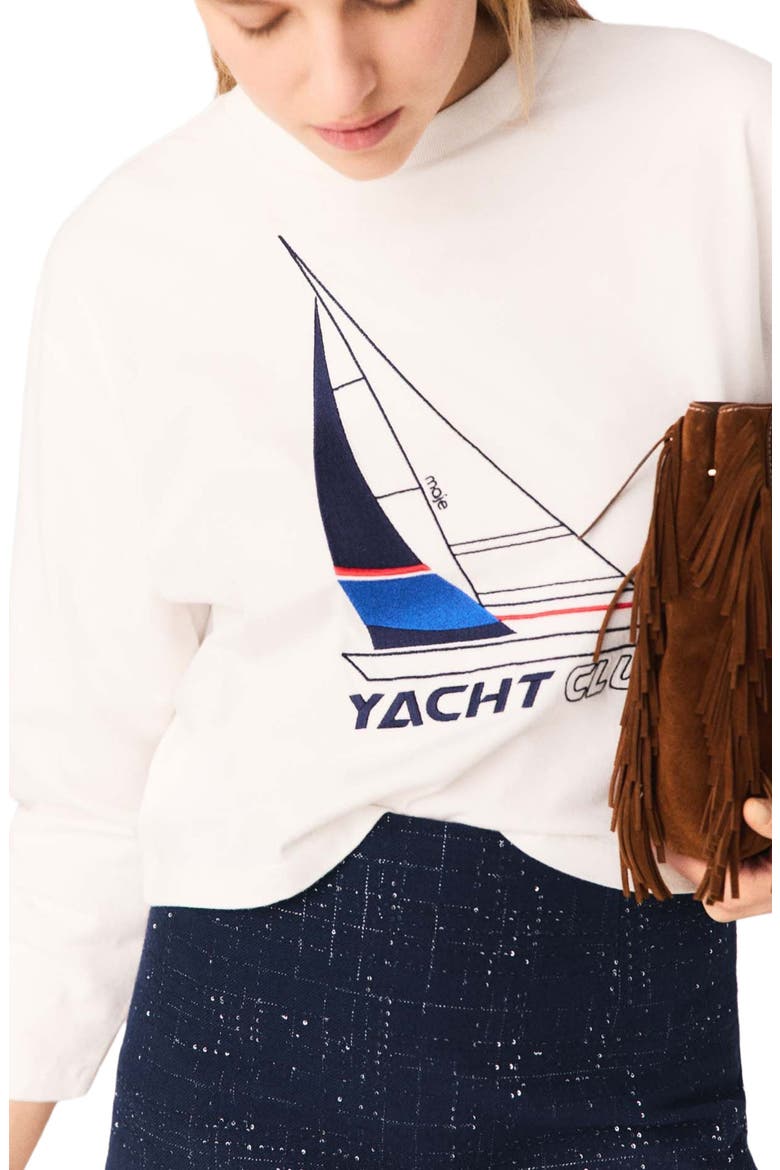 Boat print T-shirt, Alternate, color, White