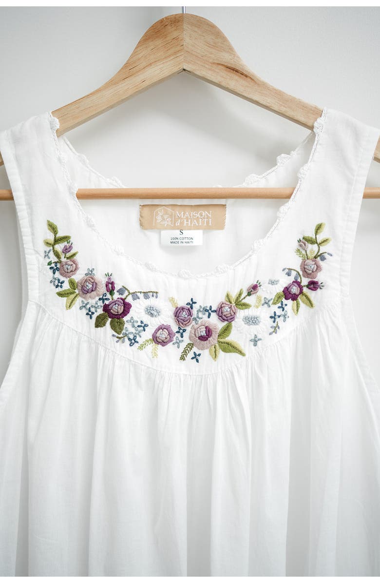 Maison d'Haiti Purple Rosebud Nightgown, Alternate, color, Midi