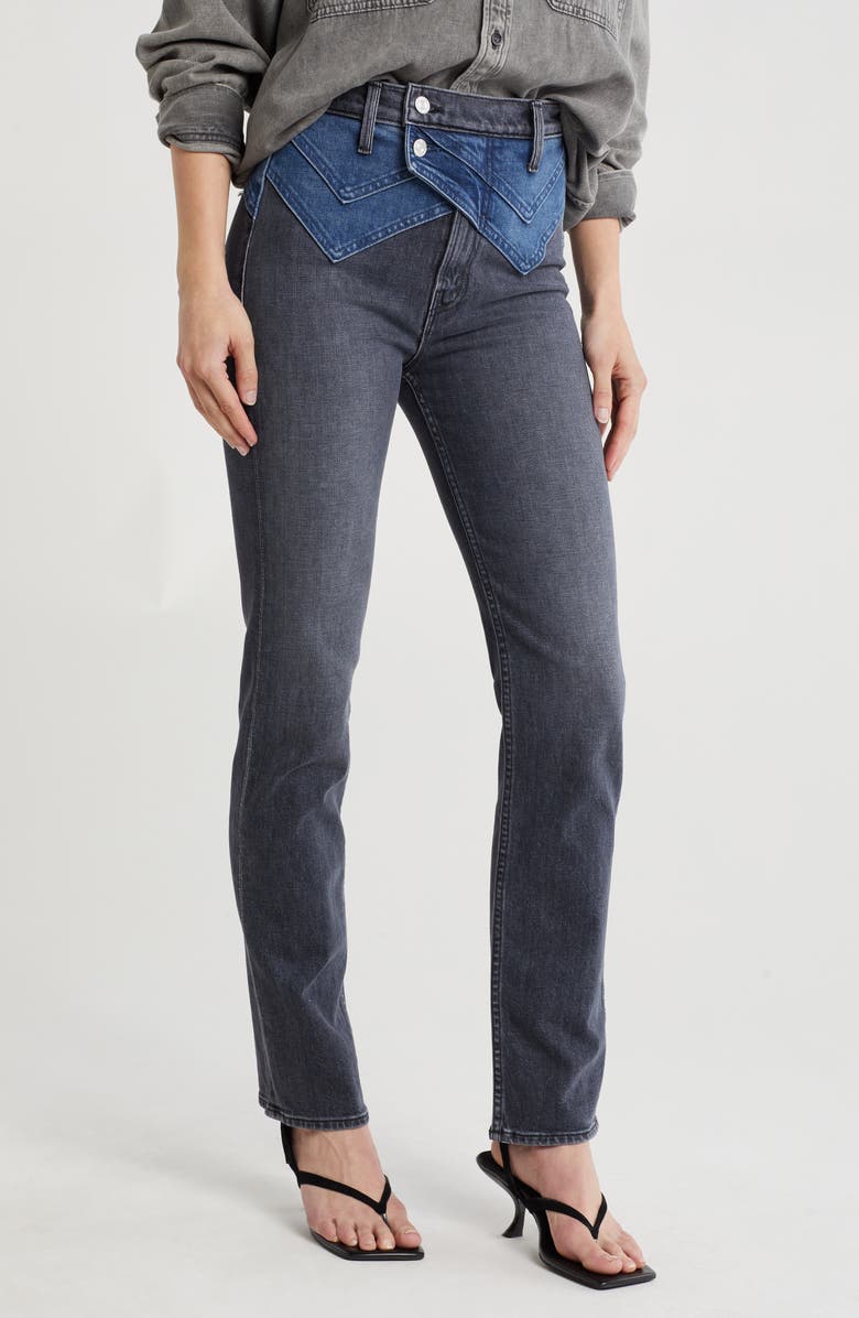 MOTHER The Double Rocky Rider Nerdy Straight Leg Jeans, Main, color, Black And Blue