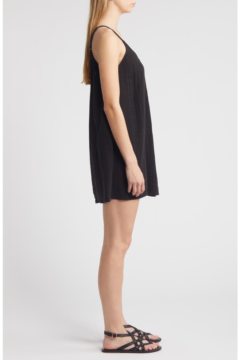 Premium Surf Cotton Gauze Minidress, Alternate, color, BLACK
