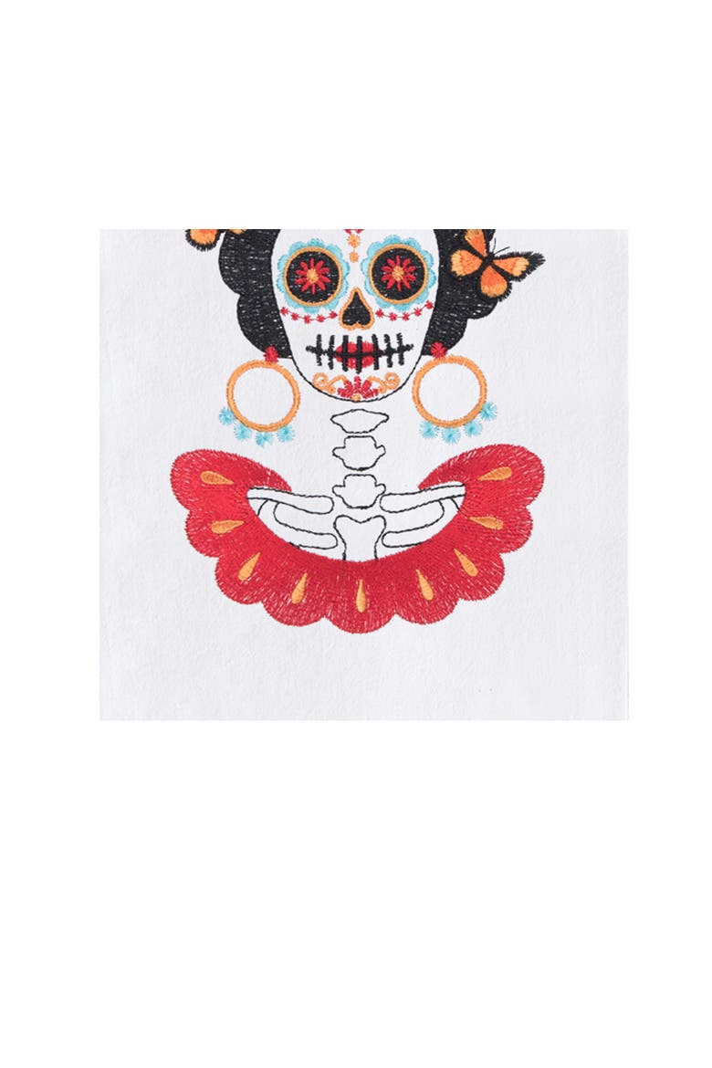 La Catrina 100% Cotton Flour Sack Dishtowel, Alternate, color, White