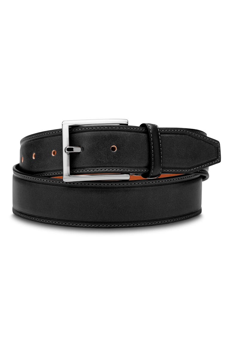 Salerno Leather Belt, Main, color, BLACK