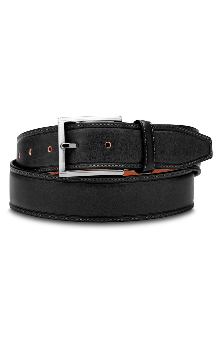 Bosca Salerno Leather Belt, Main, color, Black