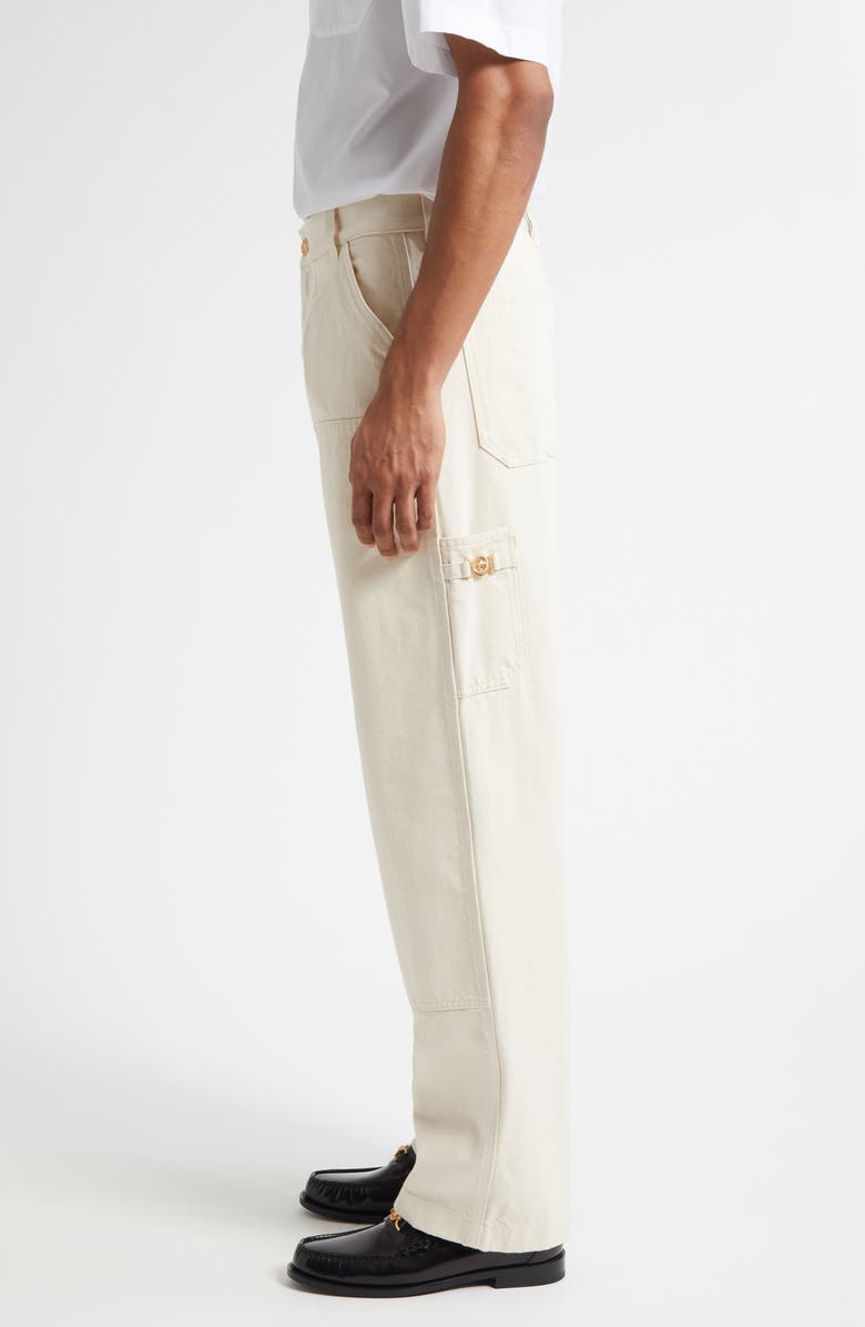 Versace Medusa Biggie Carpenter Jeans, Alternate, color, Ecru