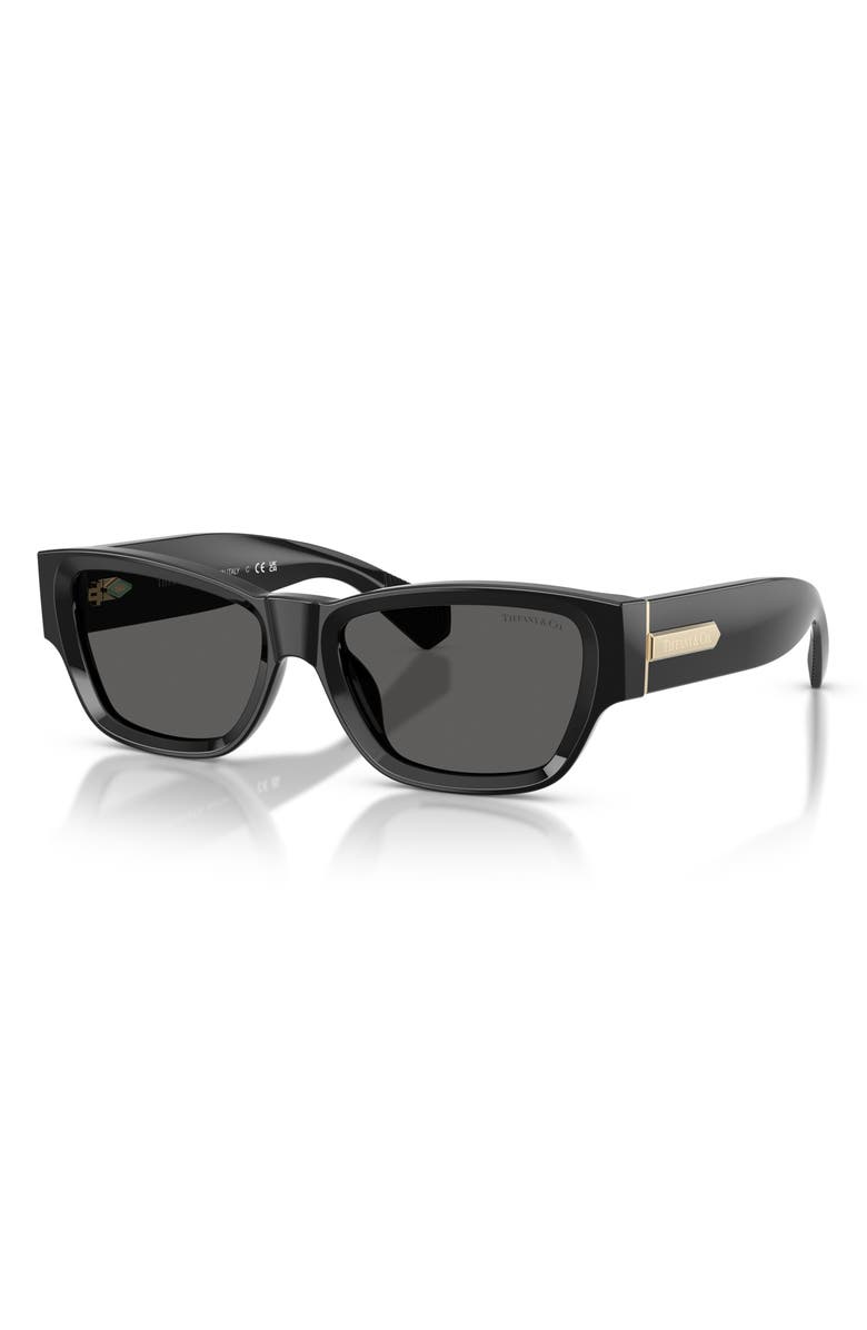 Tiffany & Co. 54mm Rectangular Sunglasses, Alternate, color, Black / Dark Grey