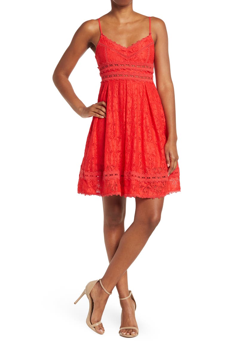 Provance Stretch Lace Mini Dress, Main, color, RED