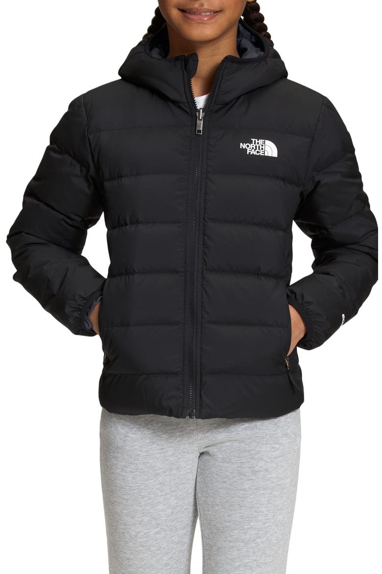 Kids' Reversible Hooded 600-Fill Power Down Jacket, Alternate, color, TNF BLACK