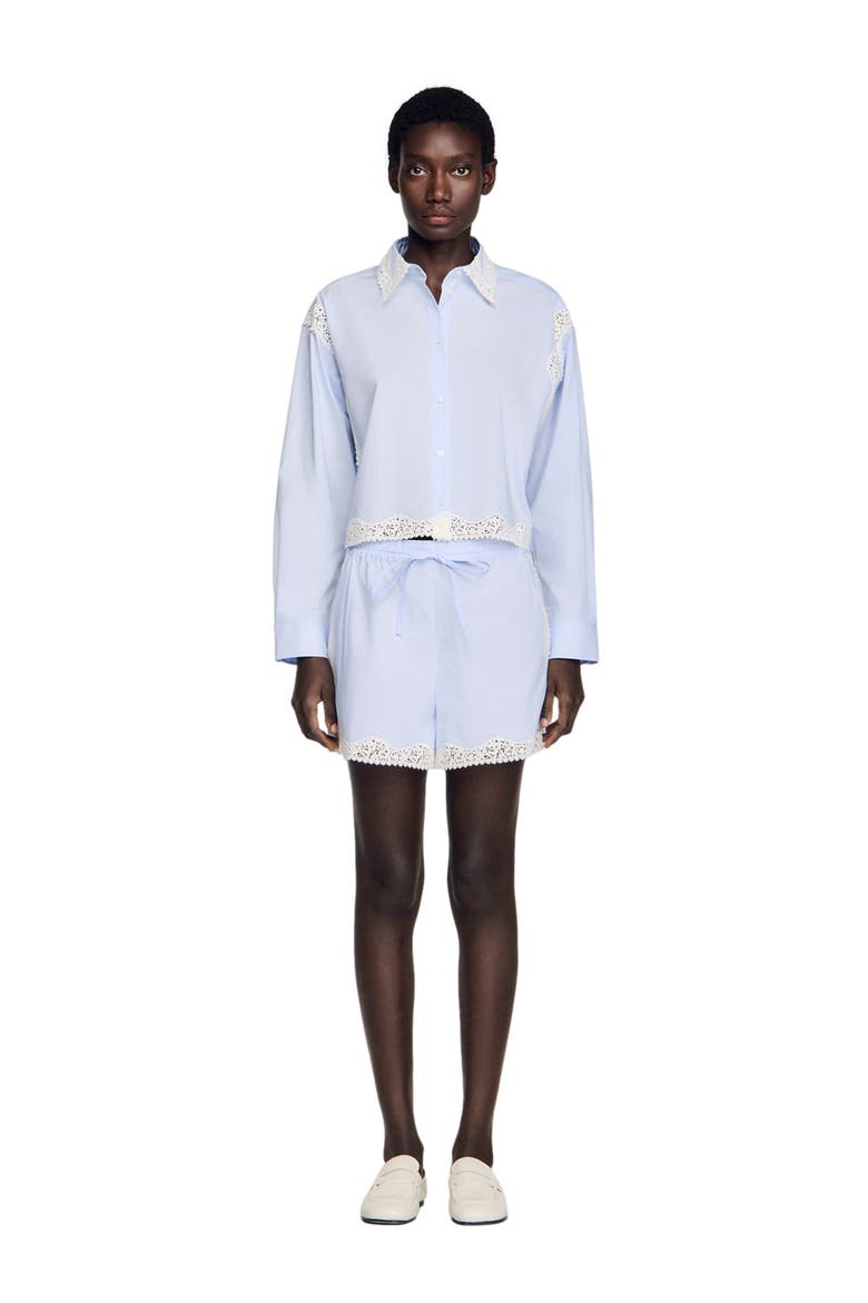 Lace detail shirt, Alternate, color, Sky blue