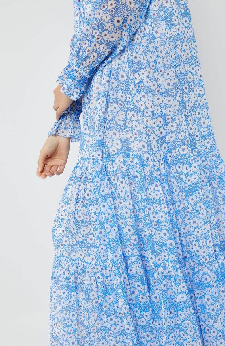 A PEA IN THE POD Floral Long Sleeve Crinkle Chiffon Maxi Maternity Dress, Alternate, color, White Blue Floral
