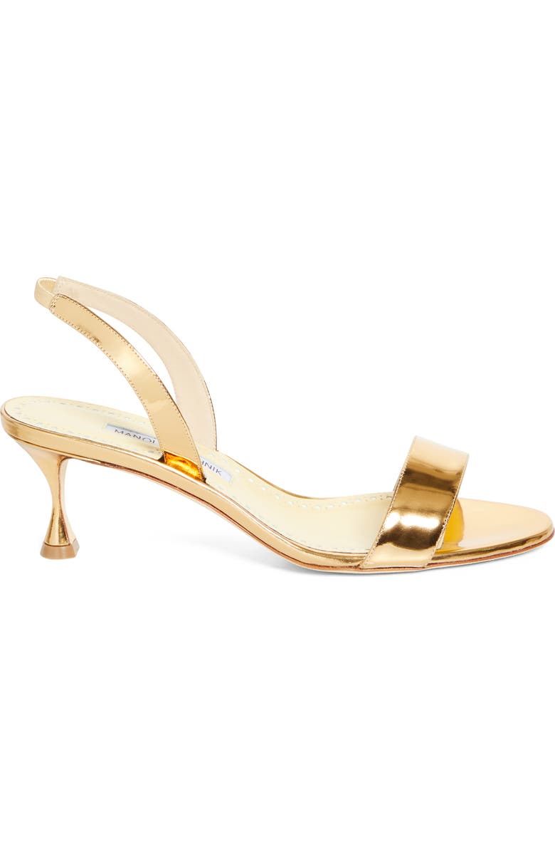 Manolo Blahnik Cupisanpla Metallic Slingback Sandal, Alternate, color, Gold 7102