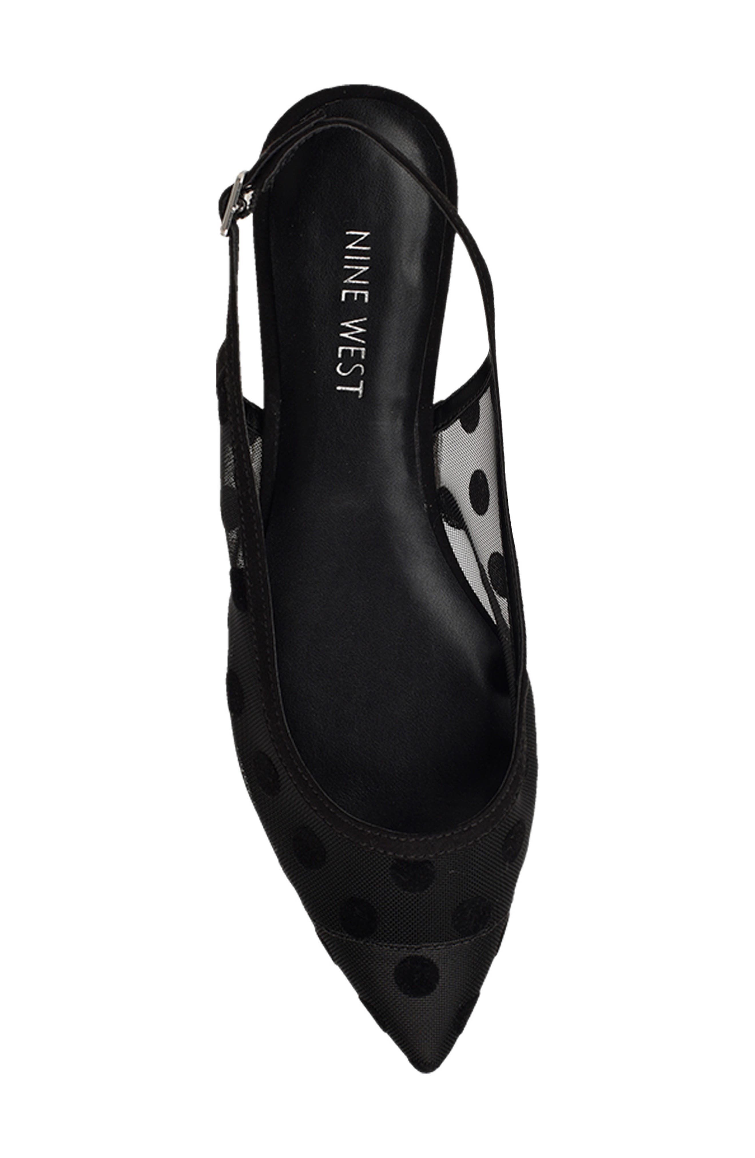 Nine West Brin Mesh Slingback Flat, Alternate, color, Black Dots Mesh