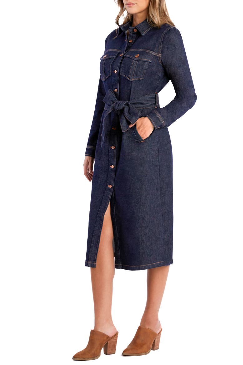 Allura Long Sleeve Denim Midi Shirtdress, Alternate, color, ALLURA BLUE