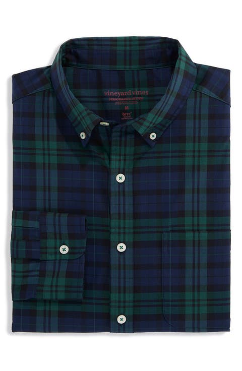 Noel Blackwatch Plaid Performance Cotton Button Down Shirt